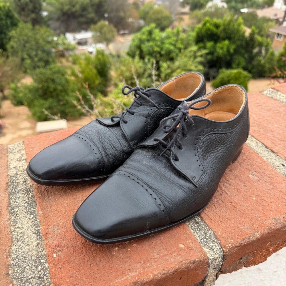 Vintage Mercanti Fiorentini Cap Toe Oxford Leather Black Size 8.5